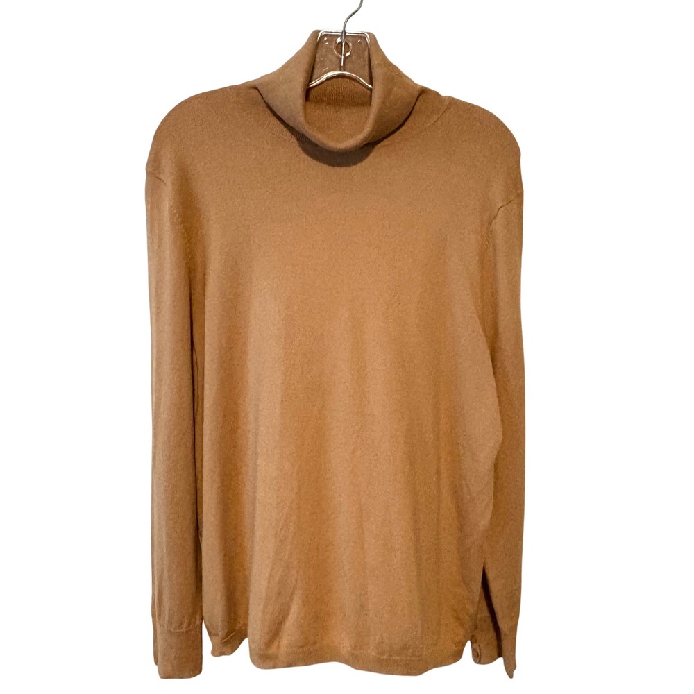 Talbots Women's Camel Cotton‎ Blend Long Sleeve Turtleneck in Size XL
